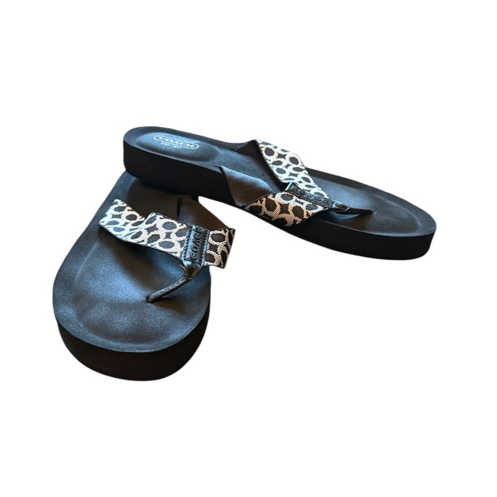 COACH Jessalyn Women's Black/White Flip Flops - Sz 8.5